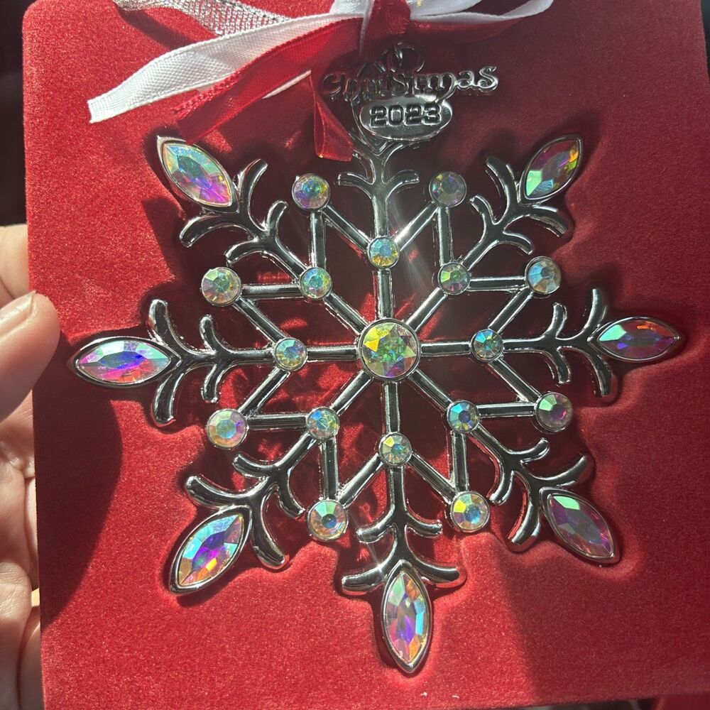Christmas Silver Snowflake Ornament 2023 Decor for Christmas Tree  Rhinstones